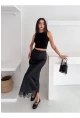 Dantel Detay Saten Uzun Etek
