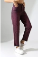 Eski Efektli Şık Bordo Mom Fit Jean