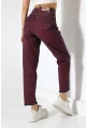 Eski Efektli Şık Bordo Mom Fit Jean