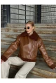 Fermuar Detaylı İçi Kürklü Suni Deri Mont Kahverengi
