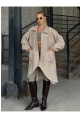 Geniş Çift Cepli Kalın Buklet Kumaş Mevsimlik Mont Bej