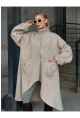 Geniş Çift Cepli Kalın Buklet Kumaş Mevsimlik Mont Bej