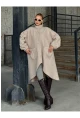 Geniş Çift Cepli Kalın Buklet Kumaş Mevsimlik Mont Bej