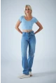 Kadın Açık Mavi Yüksel Bel Düz Kesim Jean TSS488