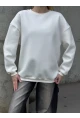 Kadın Basic Ekru Oversize Sweatshirt