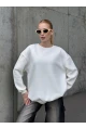 Kadın Basic Ekru Oversize Sweatshirt