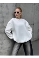 Kadın Basic Ekru Oversize Sweatshirt