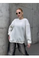 Kadın Basic Ekru Oversize Sweatshirt