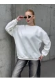 Kadın Basic Ekru Oversize Sweatshirt