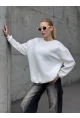Kadın Basic Ekru Oversize Sweatshirt