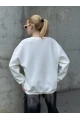 Kadın Basic Ekru Oversize Sweatshirt
