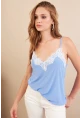 Kadın Bebe Mavi Desenli Dantelli Atlet LPP50081-90