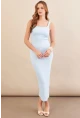 Kadın Bebe Mavi Kare Yaka Midi Elbise DMR295-90