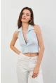Kadın Bebe Mavi Sırtı Açık Düğmeli Bluz LPP1246-90