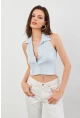 Kadın Bebe Mavi Sırtı Açık Düğmeli Bluz LPP1246-90