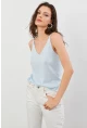 Kadın Bebe Mavi V Yaka Triko Bluz KZ546