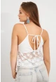 Kadın Beyaz Askılı Dantel Crop Bluz MTK13458