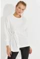 Kadın Beyaz Bağlamalı Sweatshirt Yİ2493