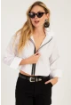 Kadın Beyaz Fermuarlı Kısa Gömlek SF2541