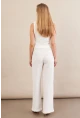 Kadın Beyaz Gofre Yelek Pantalon Takım FLU330