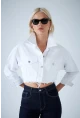 Kadın Beyaz Kısa Denim Ceket TSS103