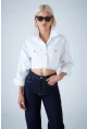 Kadın Beyaz Kısa Denim Ceket TSS103