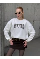 Kadın Beyaz Leopar Desenli New York Baskılı Oversize Sweatshirt