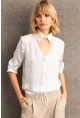 Kadın Beyaz Önü Pencereli Saten Gömlek ZER419
