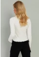 Kadın Beyaz Polo Yaka Fitilli Bluz TH1104