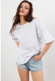 Kadın Beyaz Taşlı Salaş T-Shirt TF86