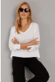 Kadın Beyaz V Yaka T-Shirt LPP1267