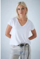 Kadın Beyaz V Yaka T-Shirt LPP1311