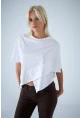 Kadın Beyaz Yarasa Kol Asimetrik T-Shirt LPP1315