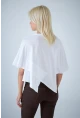 Kadın Beyaz Yarasa Kol Asimetrik T-Shirt LPP1315