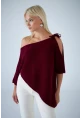 Kadın Bordo Asimetrik Triko Bluz YV359