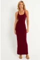 Kadın Bordo Ayarlanabilir Askılı Maxi Elbise MEN2004