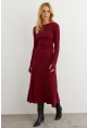 Kadın Bordo Bağlamalı Kaşkorse Midi Elbise COL2268
