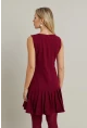 Kadın Bordo Etegi Pileli Mini Elbise FRY2265