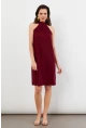 Kadın Bordo Halter Yaka Midi Elbise LPP1309