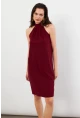 Kadın Bordo Halter Yaka Midi Elbise LPP1309