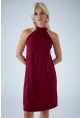 Kadın Bordo Halter Yaka Midi Elbise LPP1309
