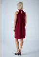 Kadın Bordo Halter Yaka Midi Elbise LPP1309