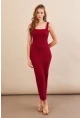 Kadın Bordo Kare Yaka Midi Elbise DMR295-90