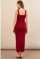 Kadın Bordo Kare Yaka Midi Elbise DMR295-90