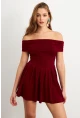 Kadın Bordo Madonna Yaka Midi Elbise MON1262-1