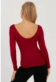 Kadın Bordo Ön Arka U Yaka Bluz LPP1265