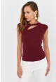 Kadın Bordo Önü Pencereli Asimetrik Bluz LPP1227-1
