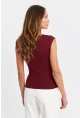 Kadın Bordo Önü Pencereli Asimetrik Bluz LPP1227-1