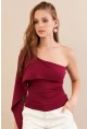 Kadın Bordo Tek Omuz Bluz AN6015