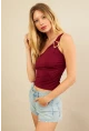 Kadın Bordo Tokalı Büzgülü Bluz AN6021